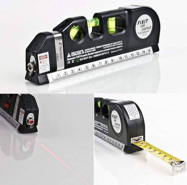 Måttband med laser - Vertikal linje, horisontell och kors