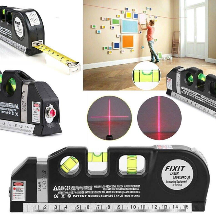Måttband med laser - Vertikal linje, horisontell och kors