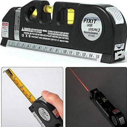 Måttband med laser - Vertikal linje, horisontell och kors