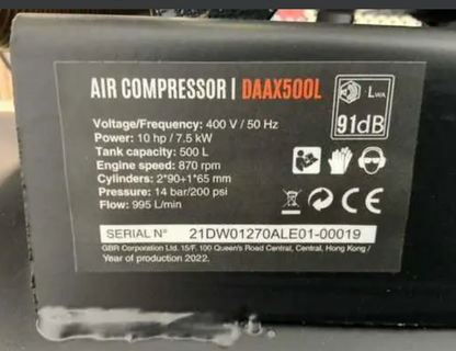 Daewoo - Luftkompressor 500 L, 14 bar